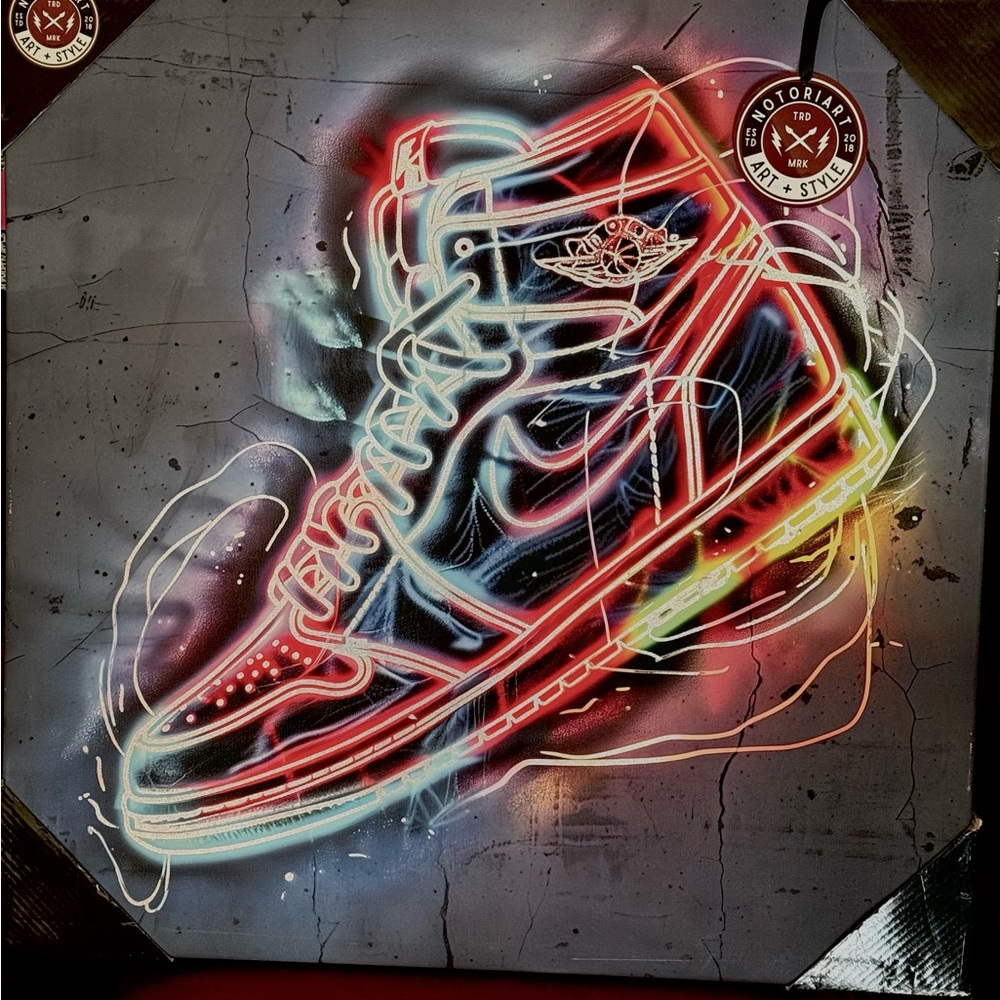 Neon Air Jordan 1 Artwork Print - Multicolor